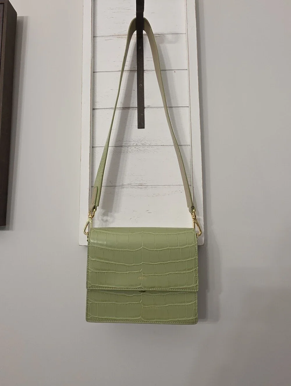 JW Pei Croc Embossed Green Crossbody Bag